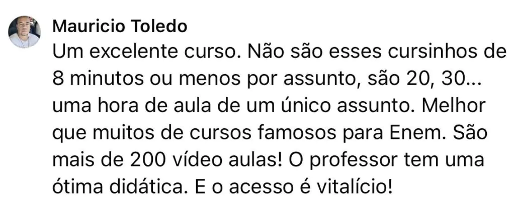 Depoimento de aluno