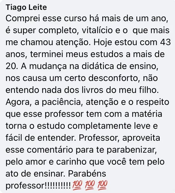 Depoimento de aluno